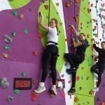 Year 10 Geography Students on a Climbing Wall at Calshot Activities Centre.